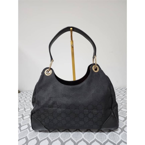Authentic Gucci GG Canvas Leather 2way Shoulder Bag Black - Picture 4 of 12